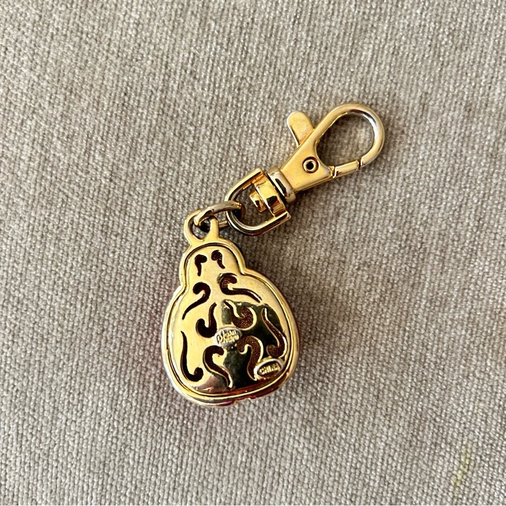 Joan’s River Cherry Brooch Pin with Red Enamel Cherries and Ladybug purse charm - Picture 4 of 5